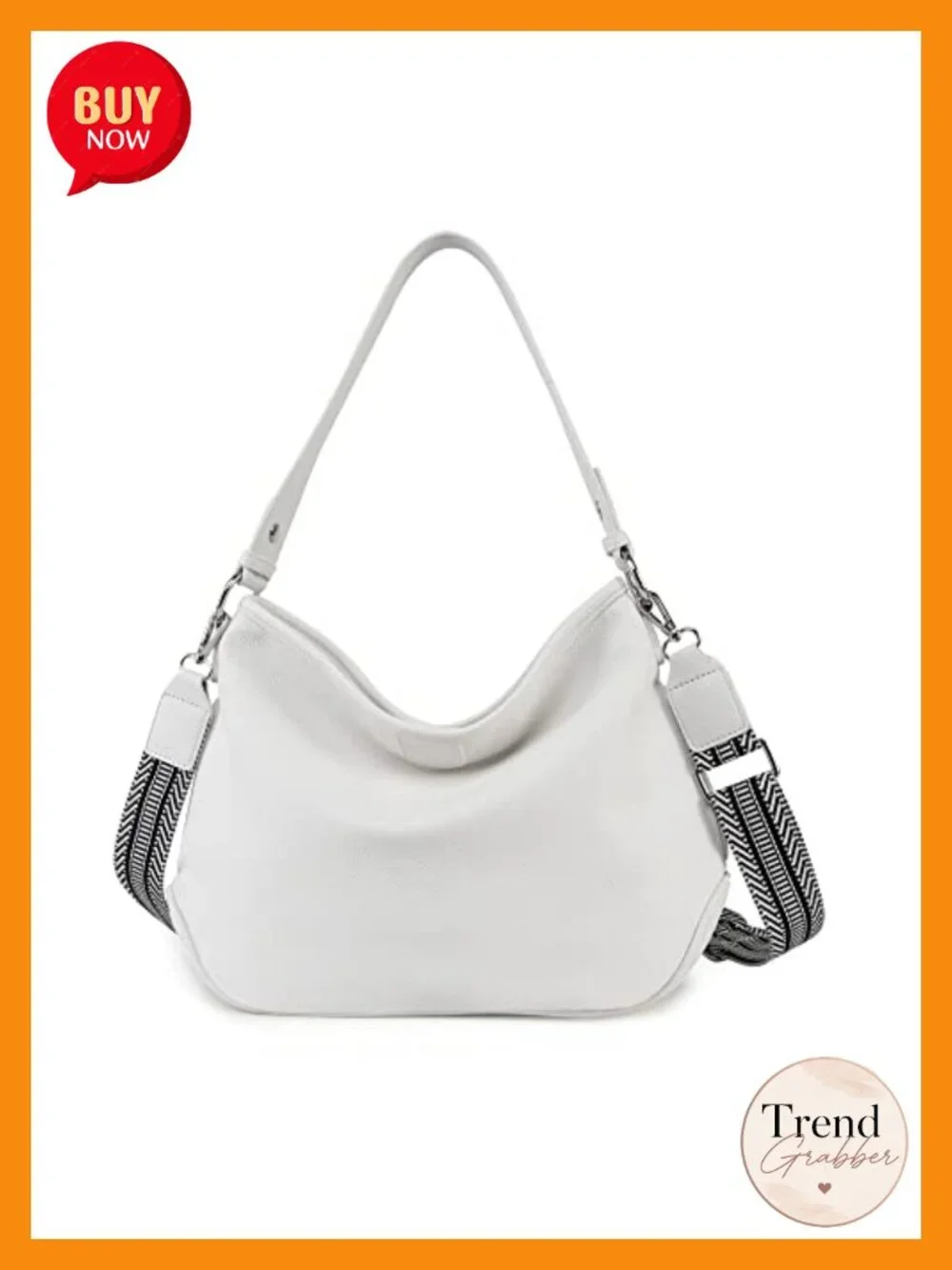 Medium Vegan Leather Hobo Shoulder Bag Crossbody Detachable Strap